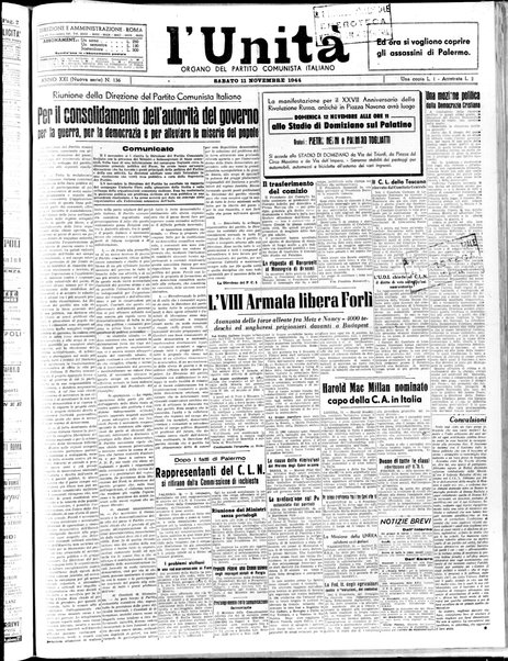 L'Unità : organo centrale del Partito comunista italiano